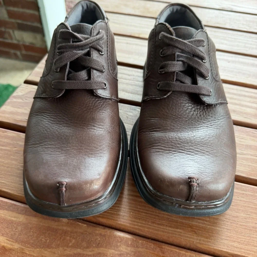 Clarks Unstructured UnSheridan Mens Brown Leather Square Toe Oxford Shoes 9M
